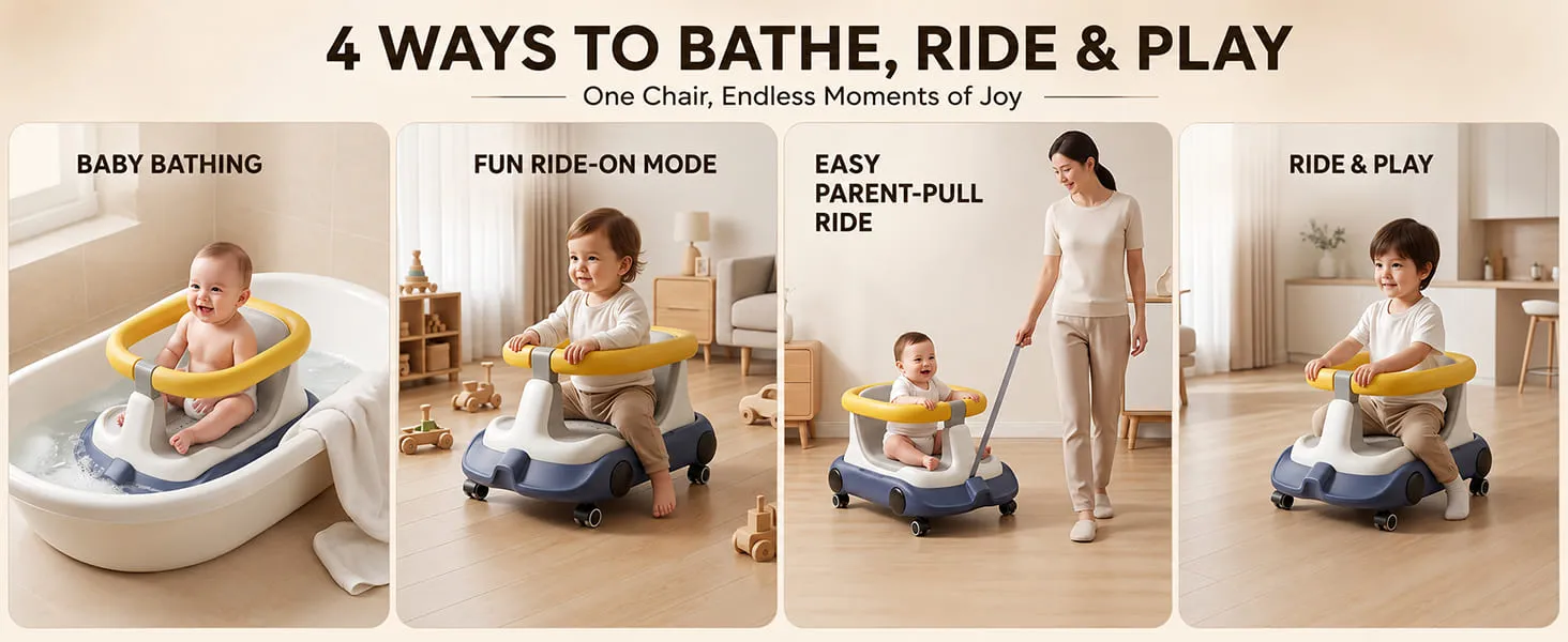 Multifunctional Baby Bathing Chair with 360° Safety Rail