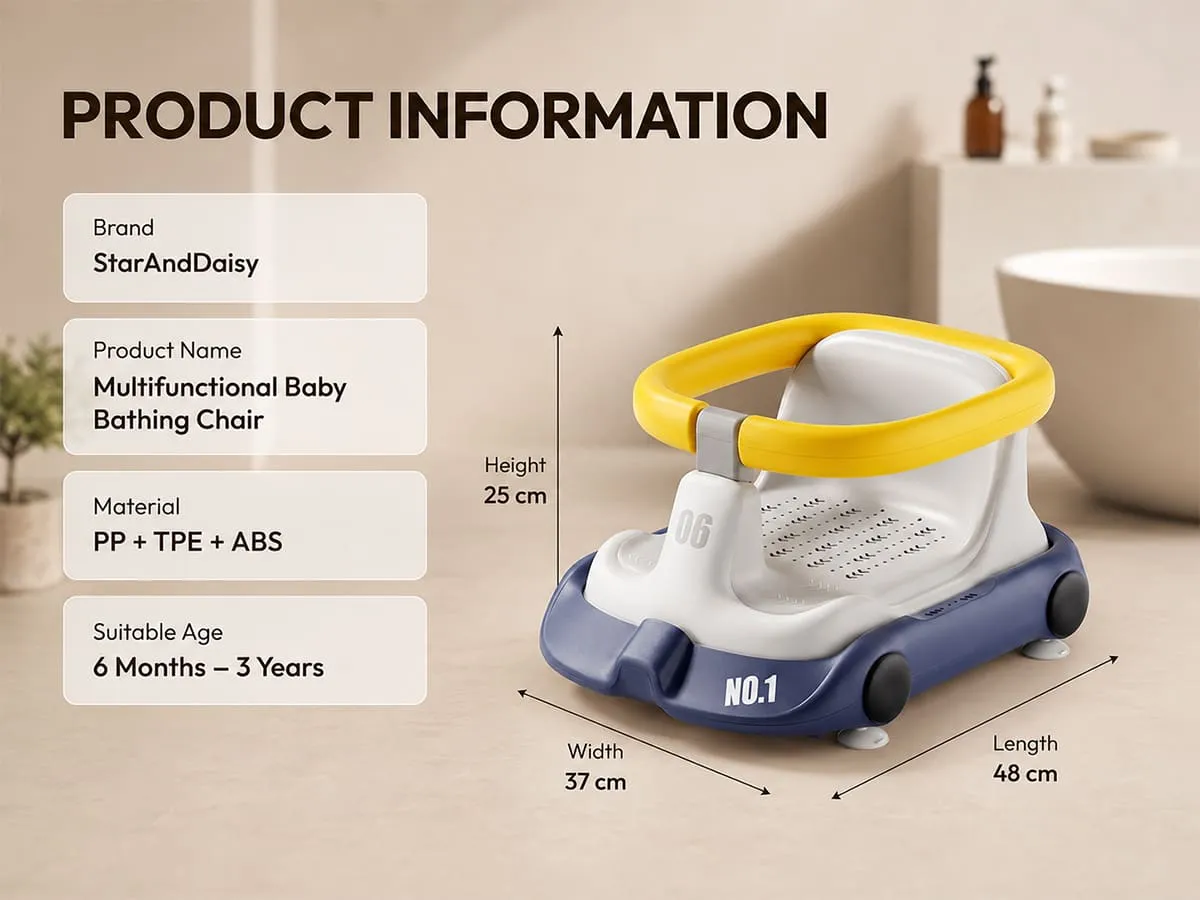 Multifunctional Baby Bathing Chair with 360° Safety Rail