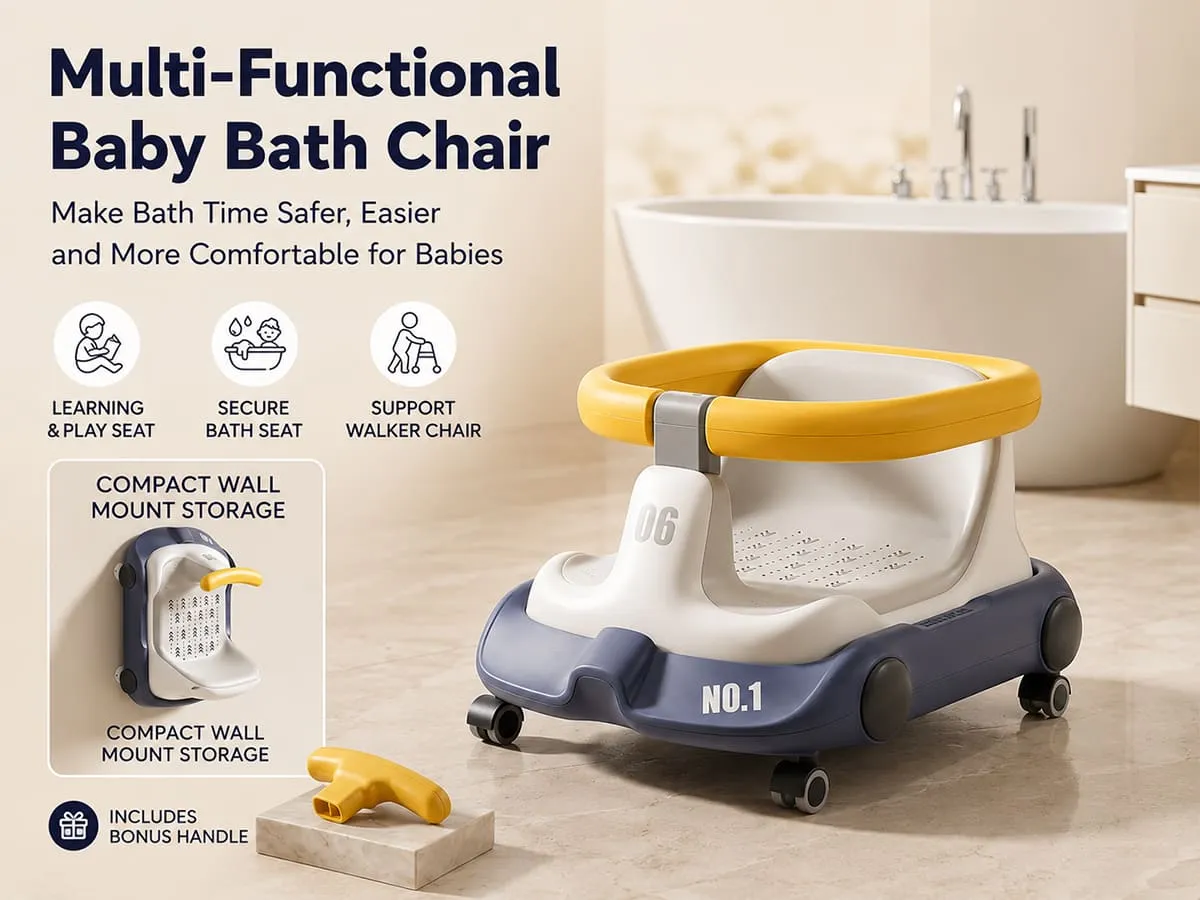Multifunctional Baby Bathing Chair with 360° Safety Rail