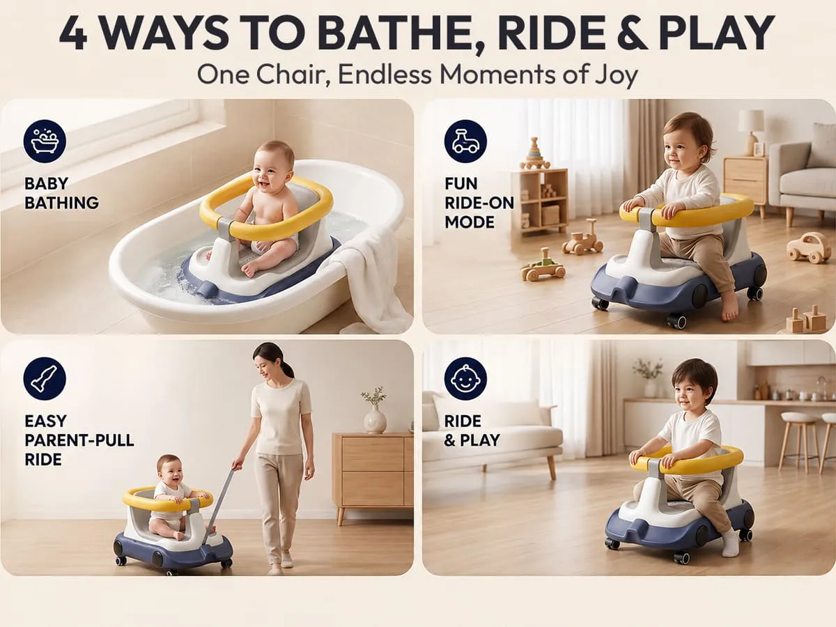 Multifunctional Baby Bathing Chair with 360° Safety Rail