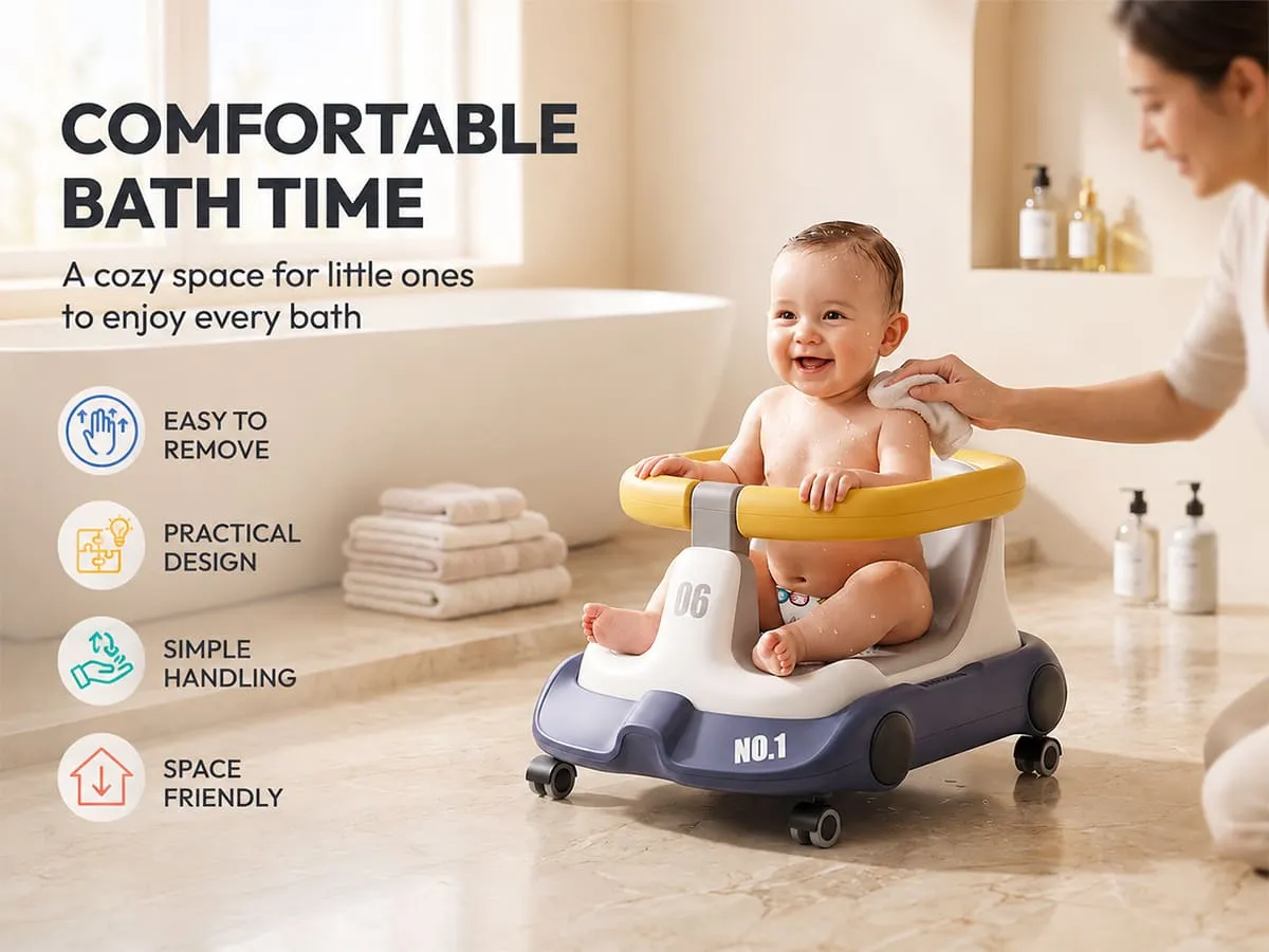 Multifunctional Baby Bathing Chair with 360° Safety Rail