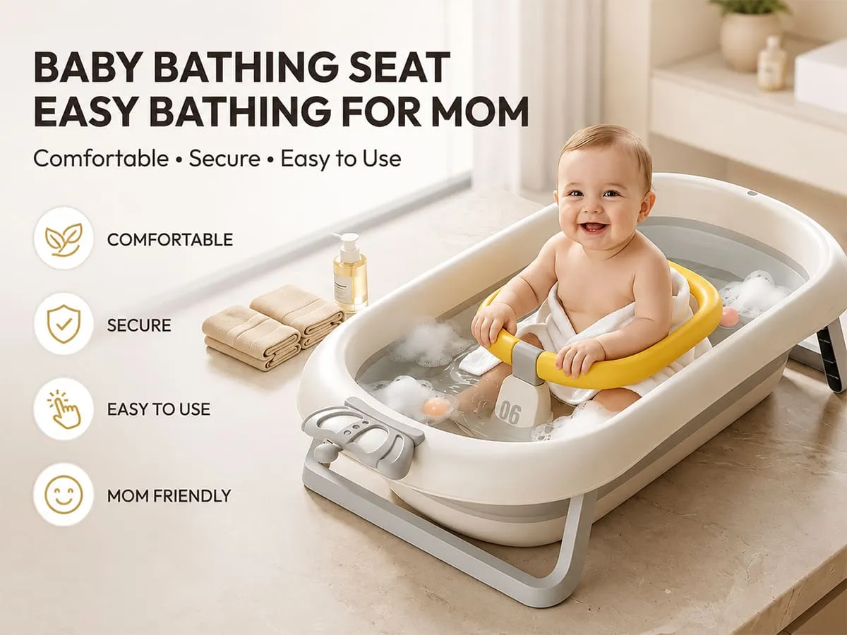 Multifunctional Baby Bathing Chair with 360° Safety Rail