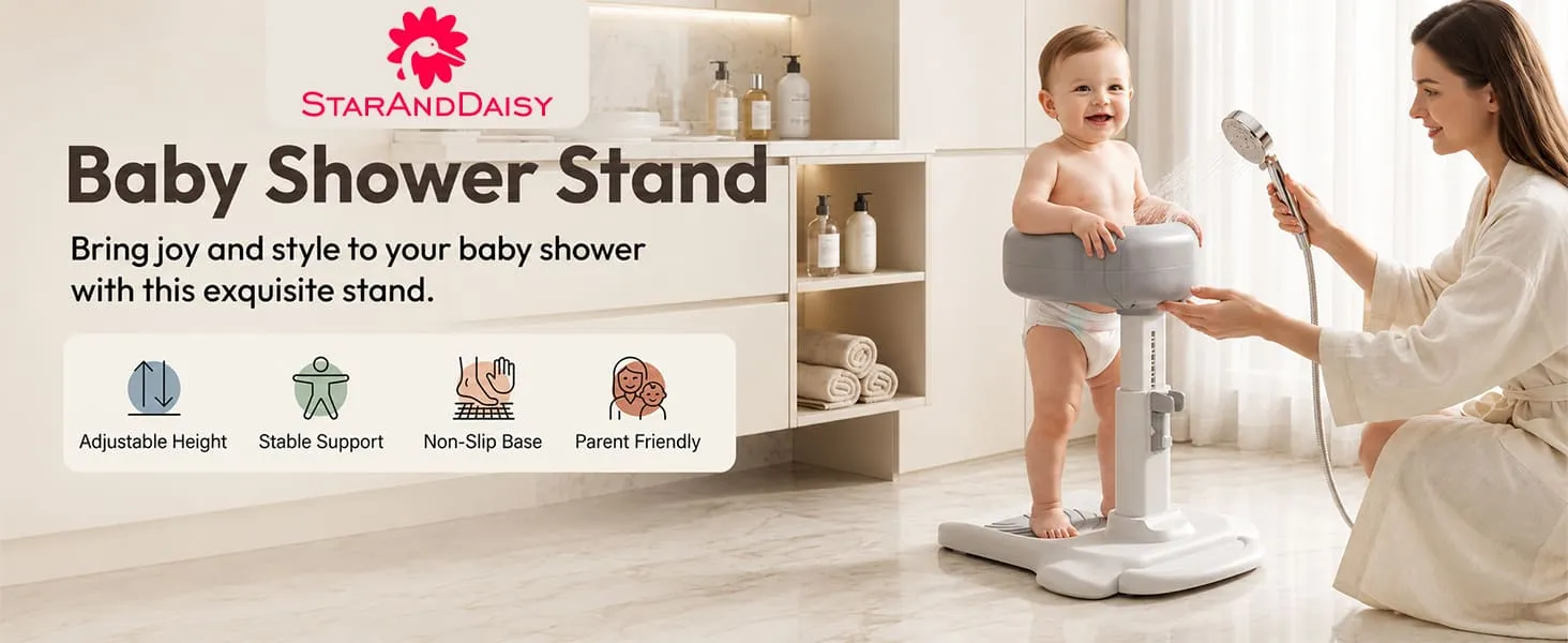 Baby Bath & Shower Standing Support Grey & White