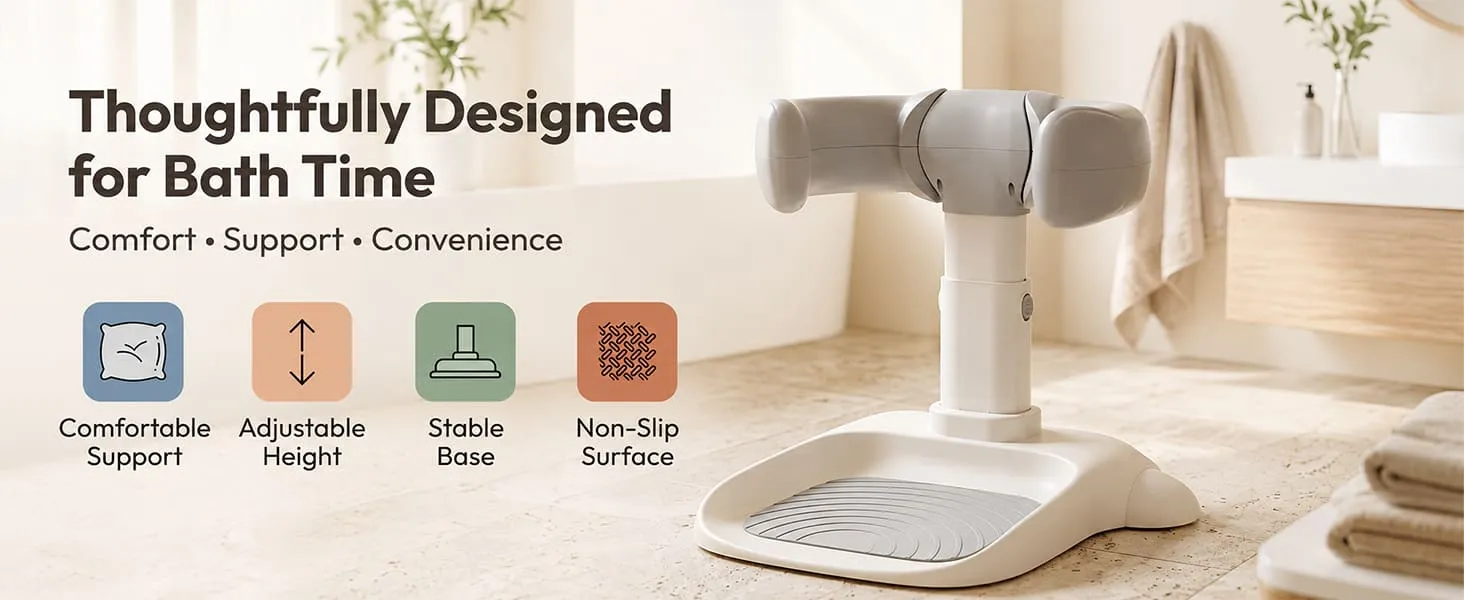 Baby Bath & Shower Standing Support Grey & White