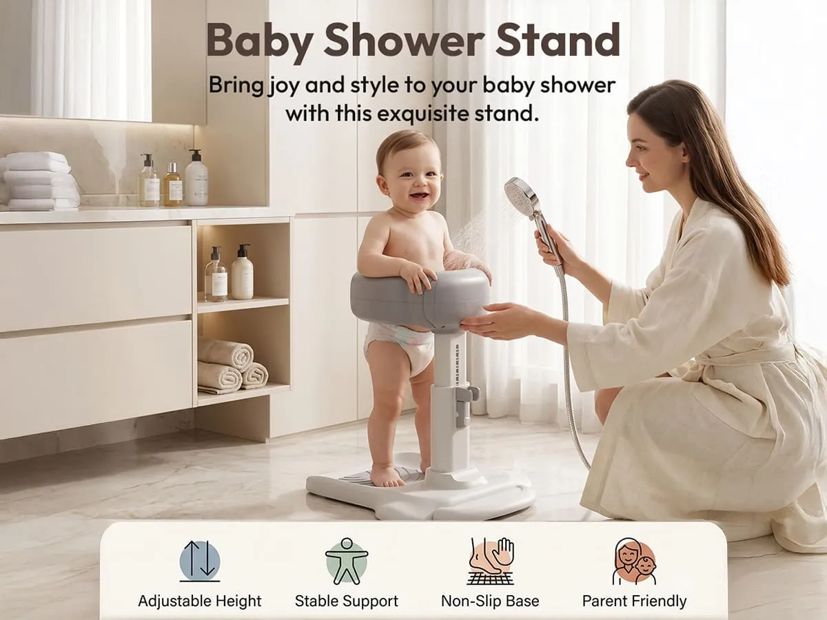 Baby Bath & Shower Standing Support Grey & White