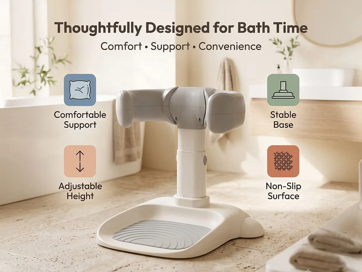 Baby Bath & Shower Standing Support Grey & White