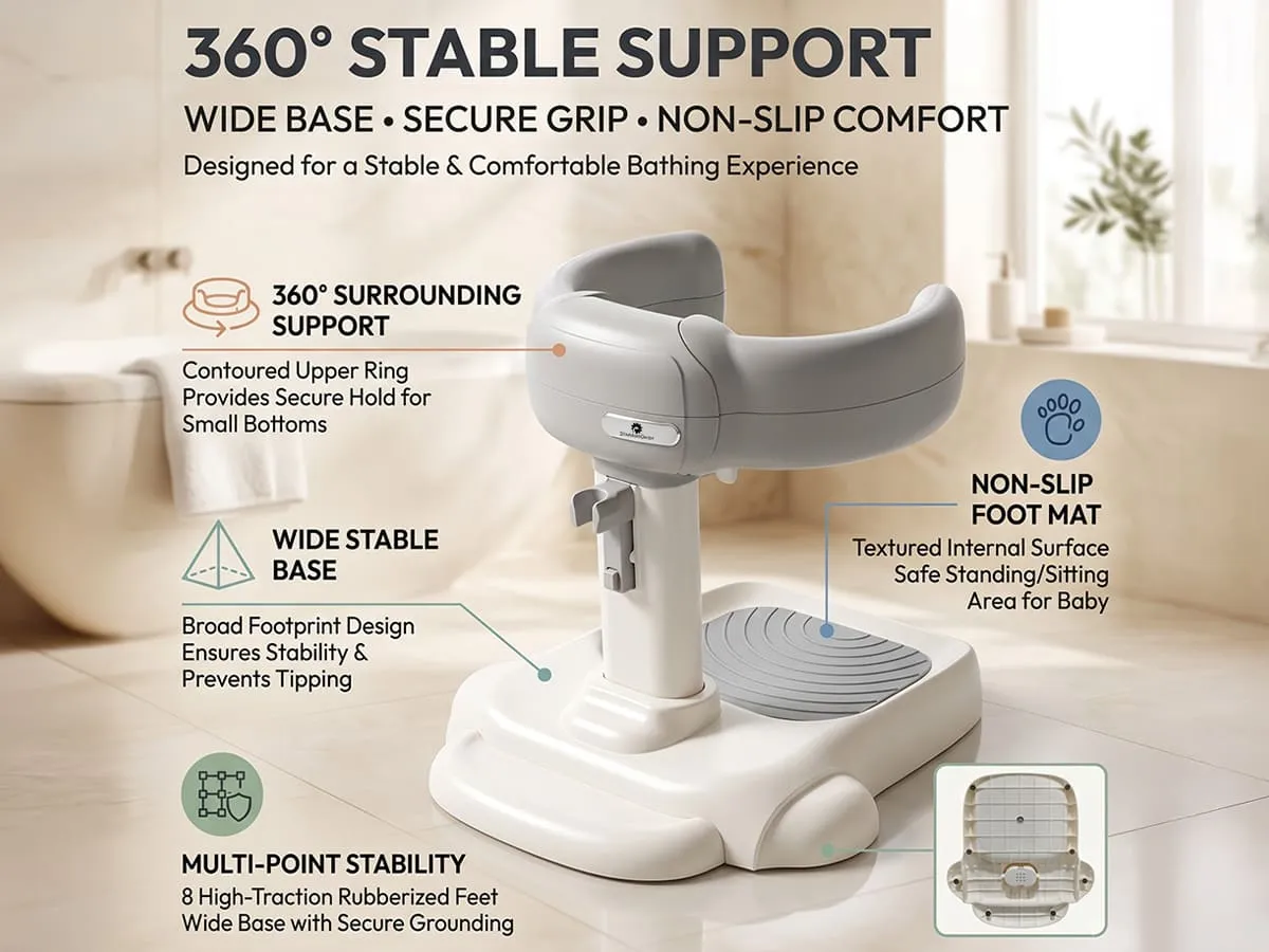 Baby Bath & Shower Standing Support Grey & White