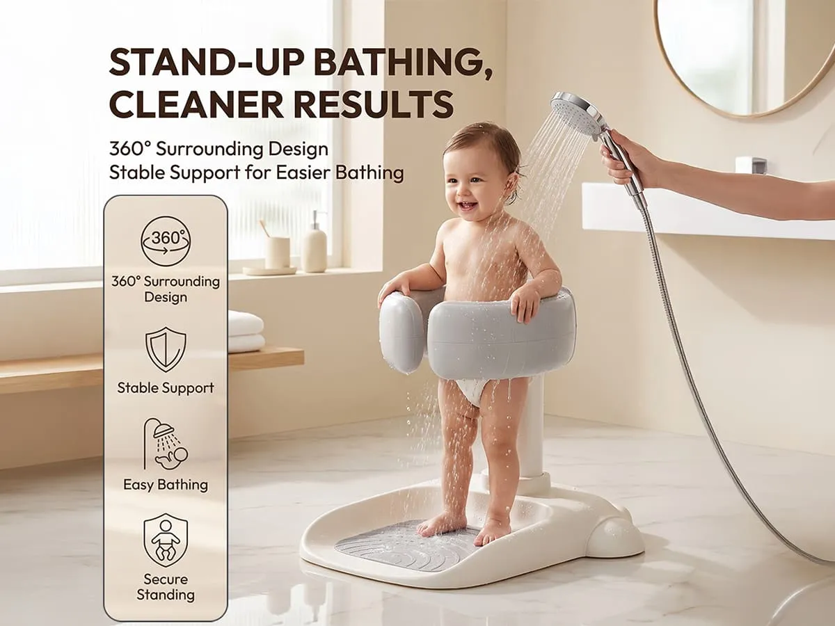 Baby Bath & Shower Standing Support Grey & White