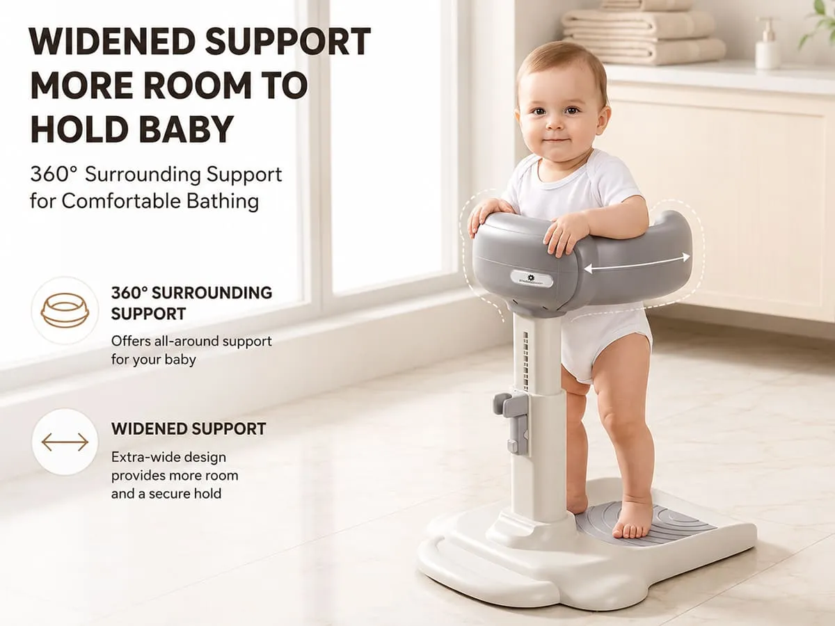 Baby Bath & Shower Standing Support Grey & White