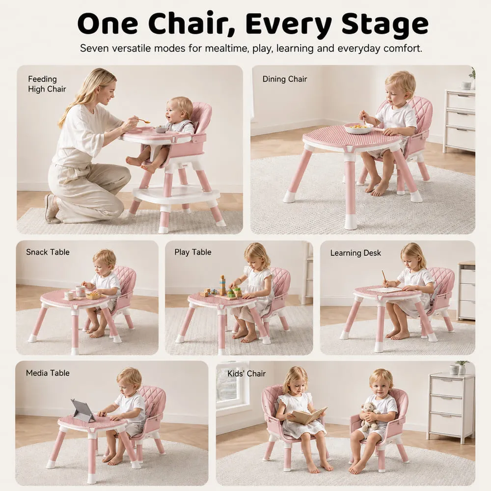 Multifunctional Dining Baby High Chair pink