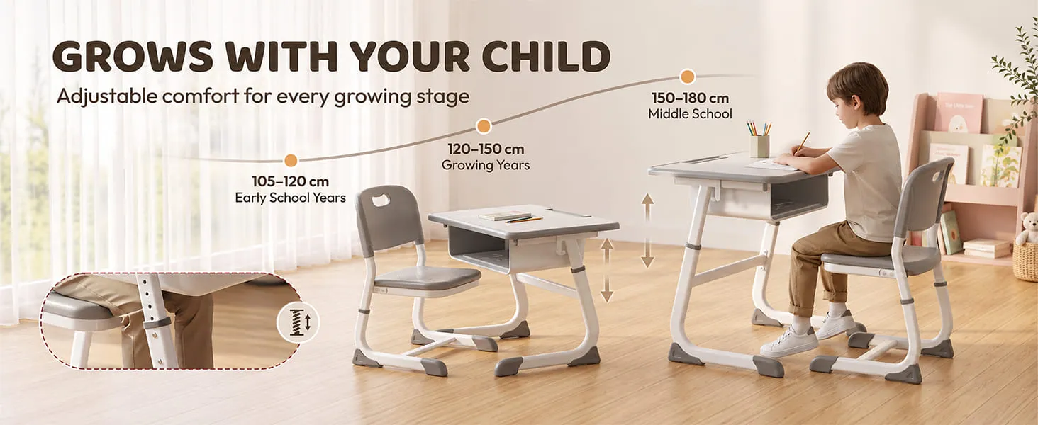 Smart Kids Study Table and Chair Set with Adjustable height