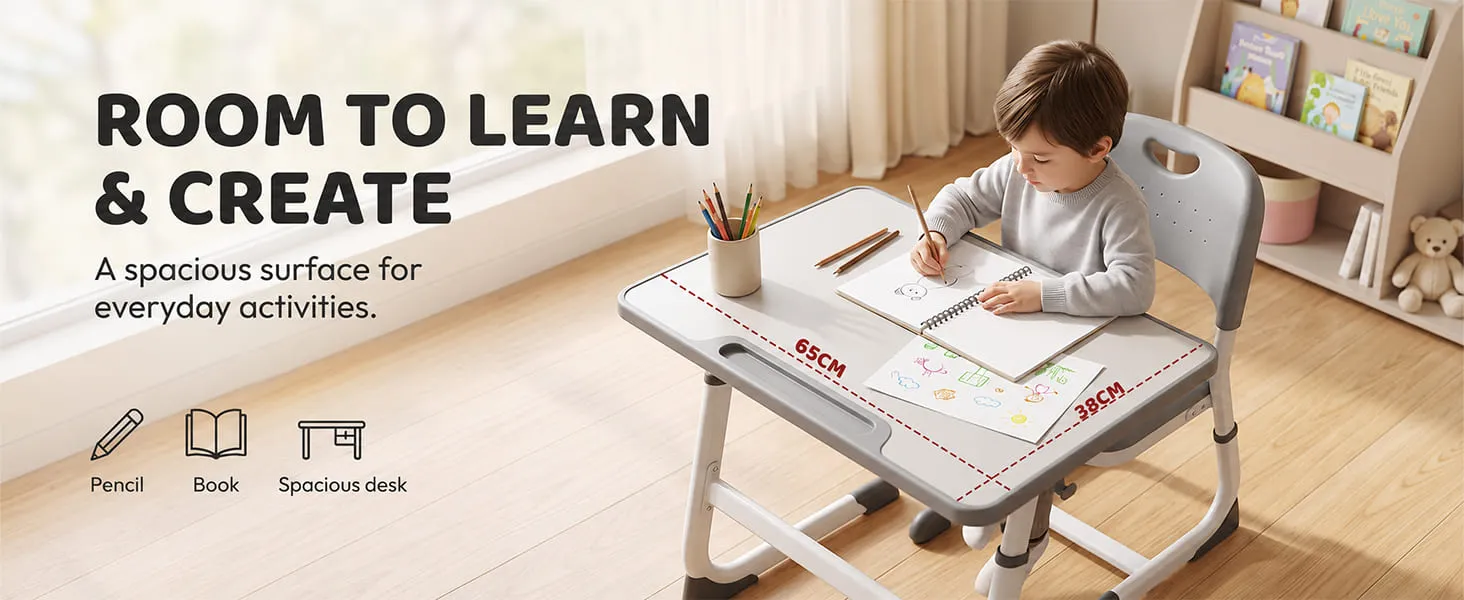 Smart Kids Study Table and Chair Set with Adjustable height