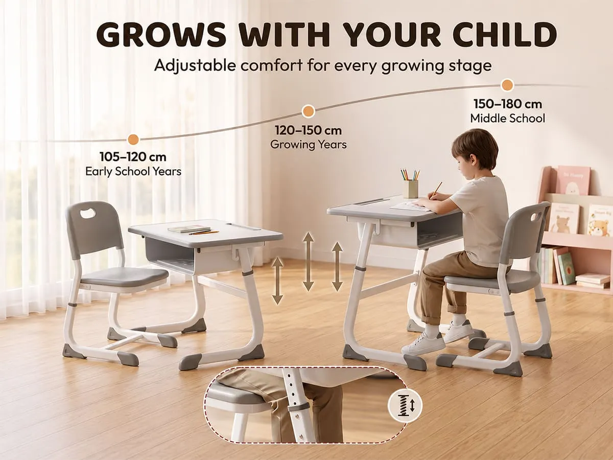 Smart Kids Study Table and Chair Set with Adjustable height