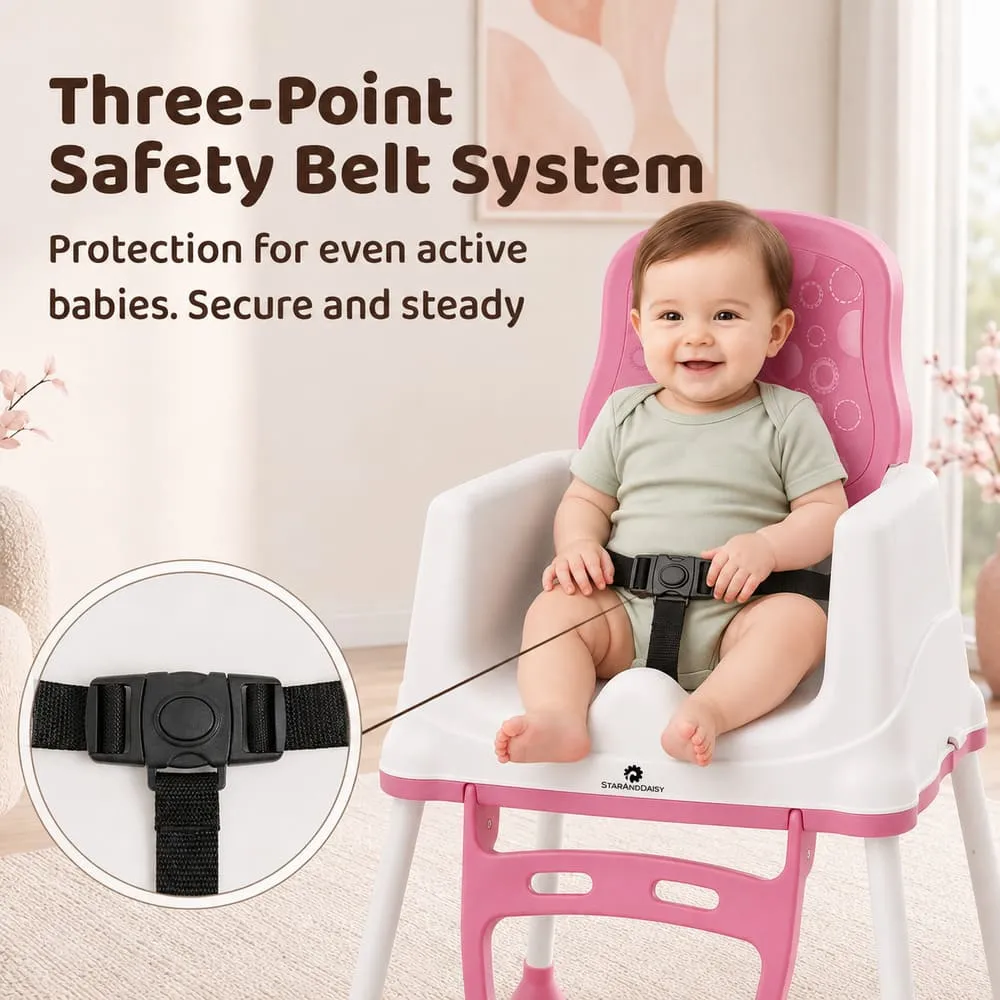 Three point safety belt Munchkin Throne Baby High Chair Pink