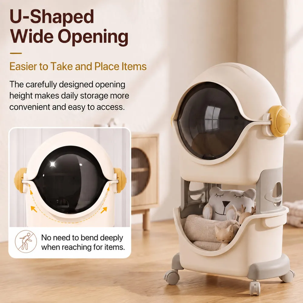 U shaped wide opening Astronaut Smart storage small organizer grey