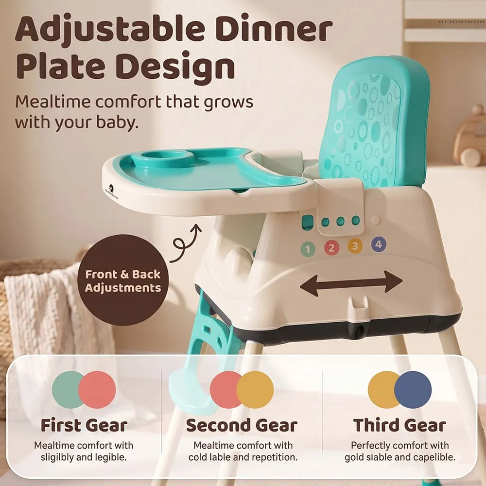 adjustable plate design munchkin baby high chair green