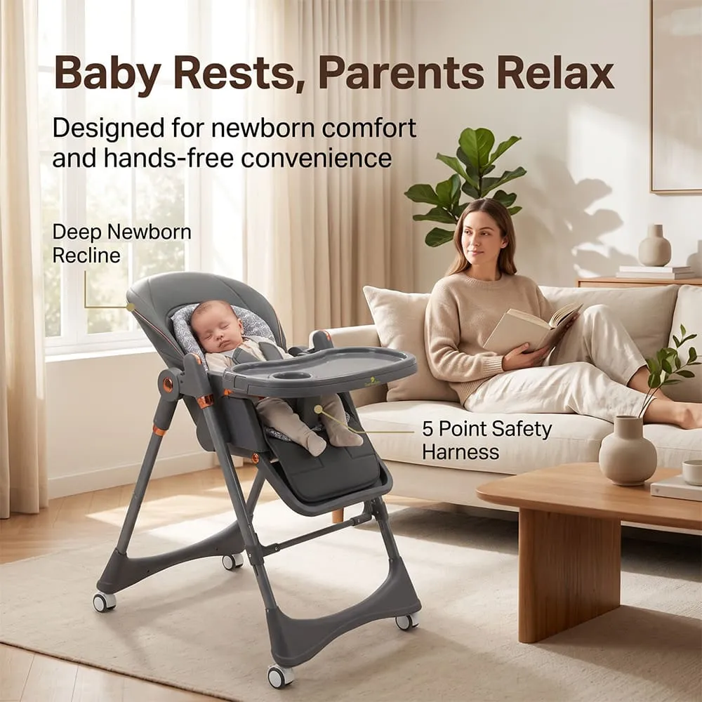 baby rest with 2 in 1 Swing Royal High Chair grey