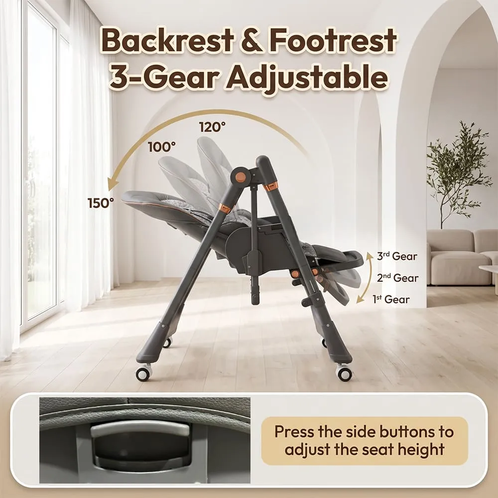 backrest and footrest 2 in 1 Swing Royal High Chair grey