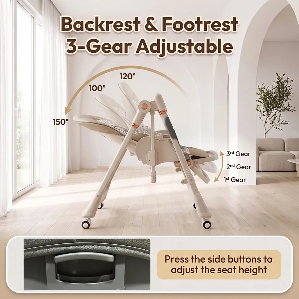 backrest footrest with 2 in 1 Swing Royal High Chair brown