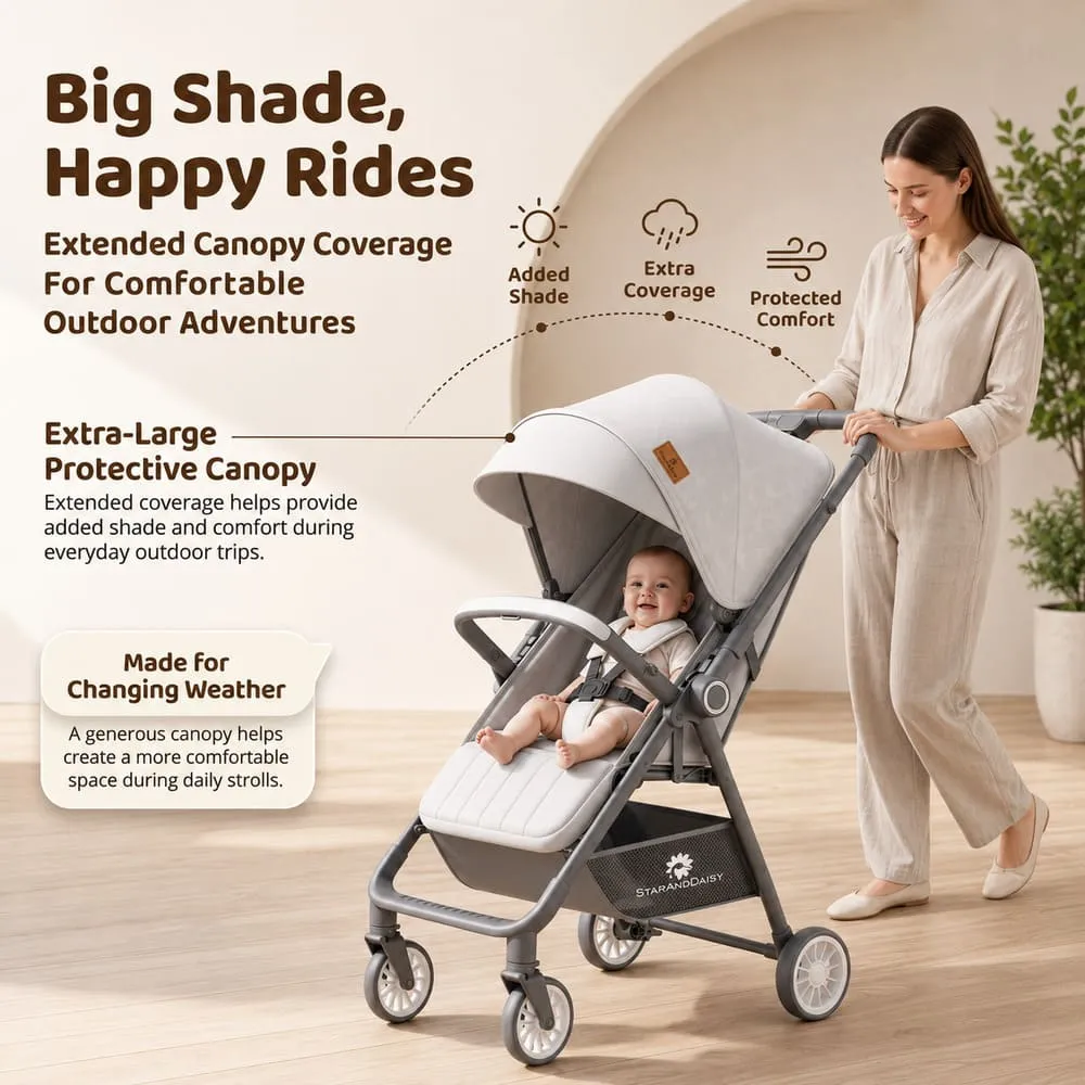 bigger canopy bliss baby stroller grey
