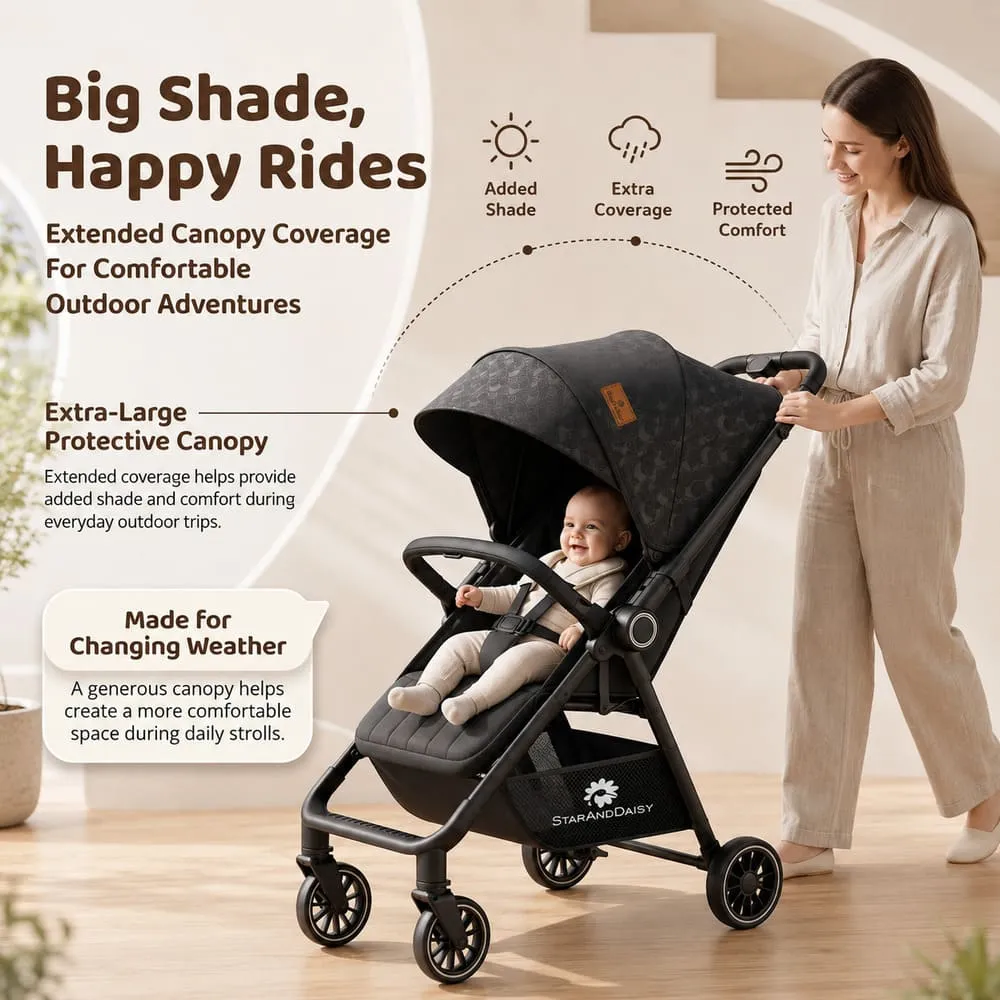 bigger canopy with bliss baby stroller black