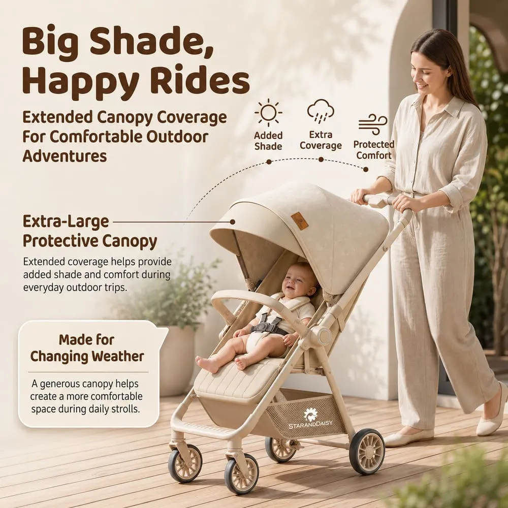bigger canopy with bliss baby stroller khaki