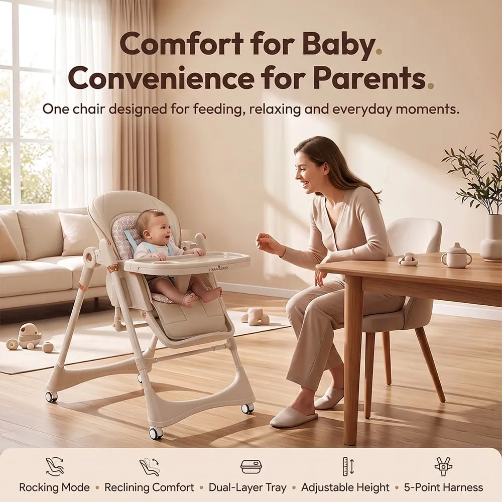 comfortable 2 in 1 Swing Royal High Chair brown