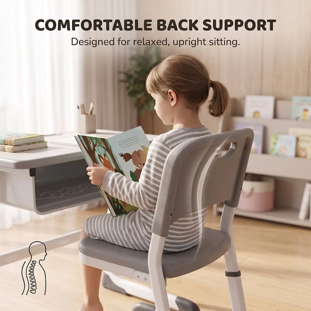 comfortable back support Smart Kids STudy table grey