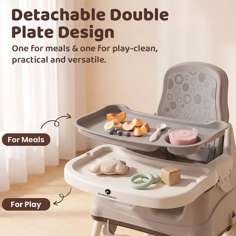 detachable double plate Munchkin Throne Baby High Chair Grey