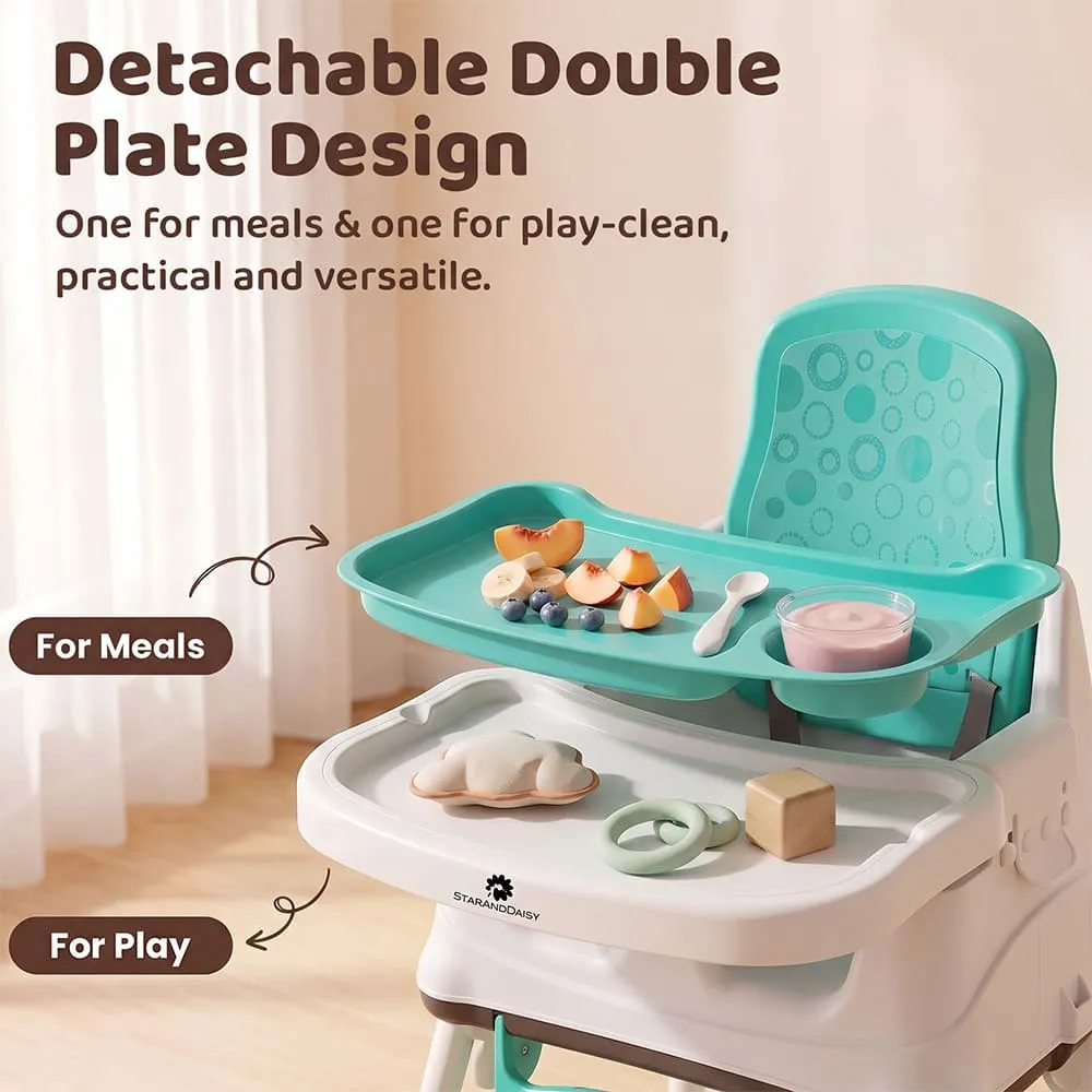 detachable plate design munchkin baby high chair green