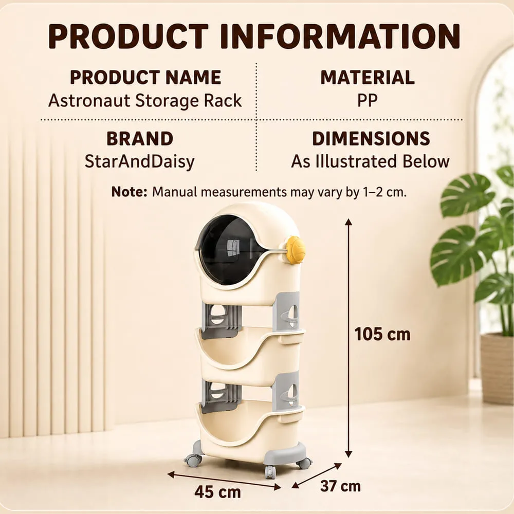 details and dimension of Astronaut Smart storage organizer grey