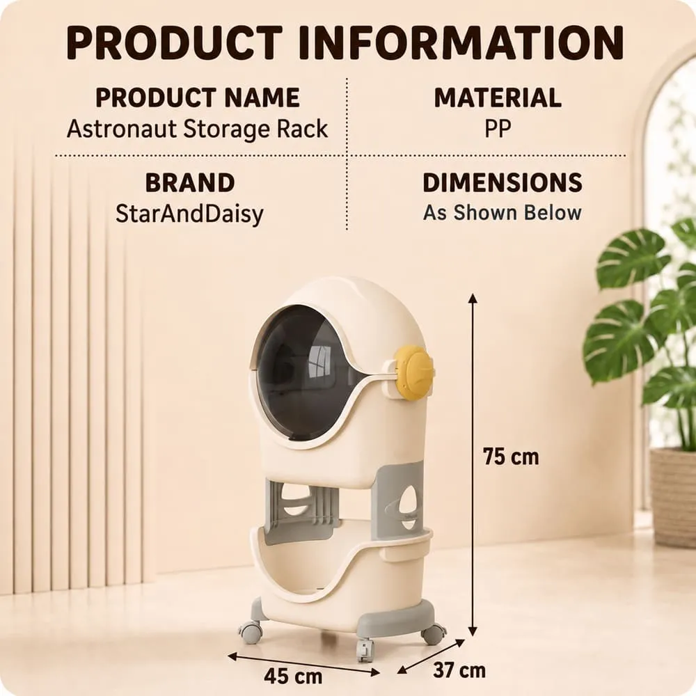 details and dimension of Astronaut Smart storage small organizer grey