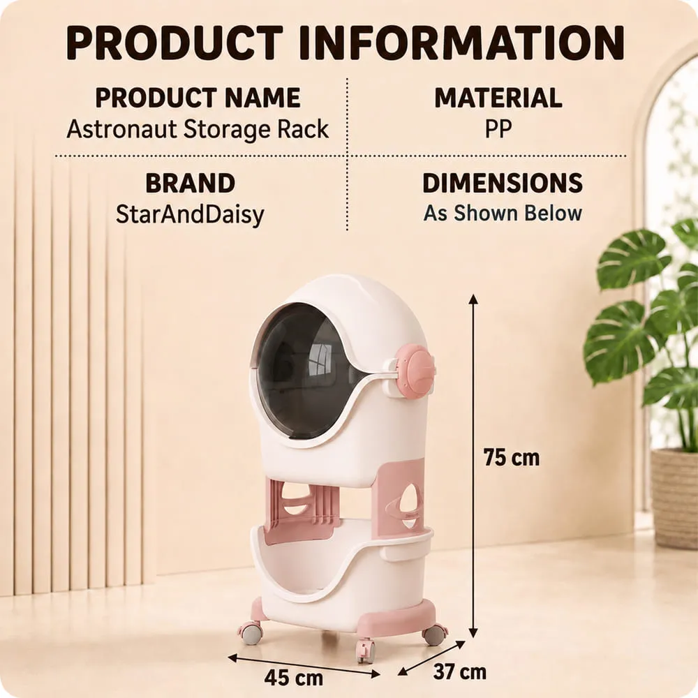 details and dimension of Astronaut Smart storage small organizer pink