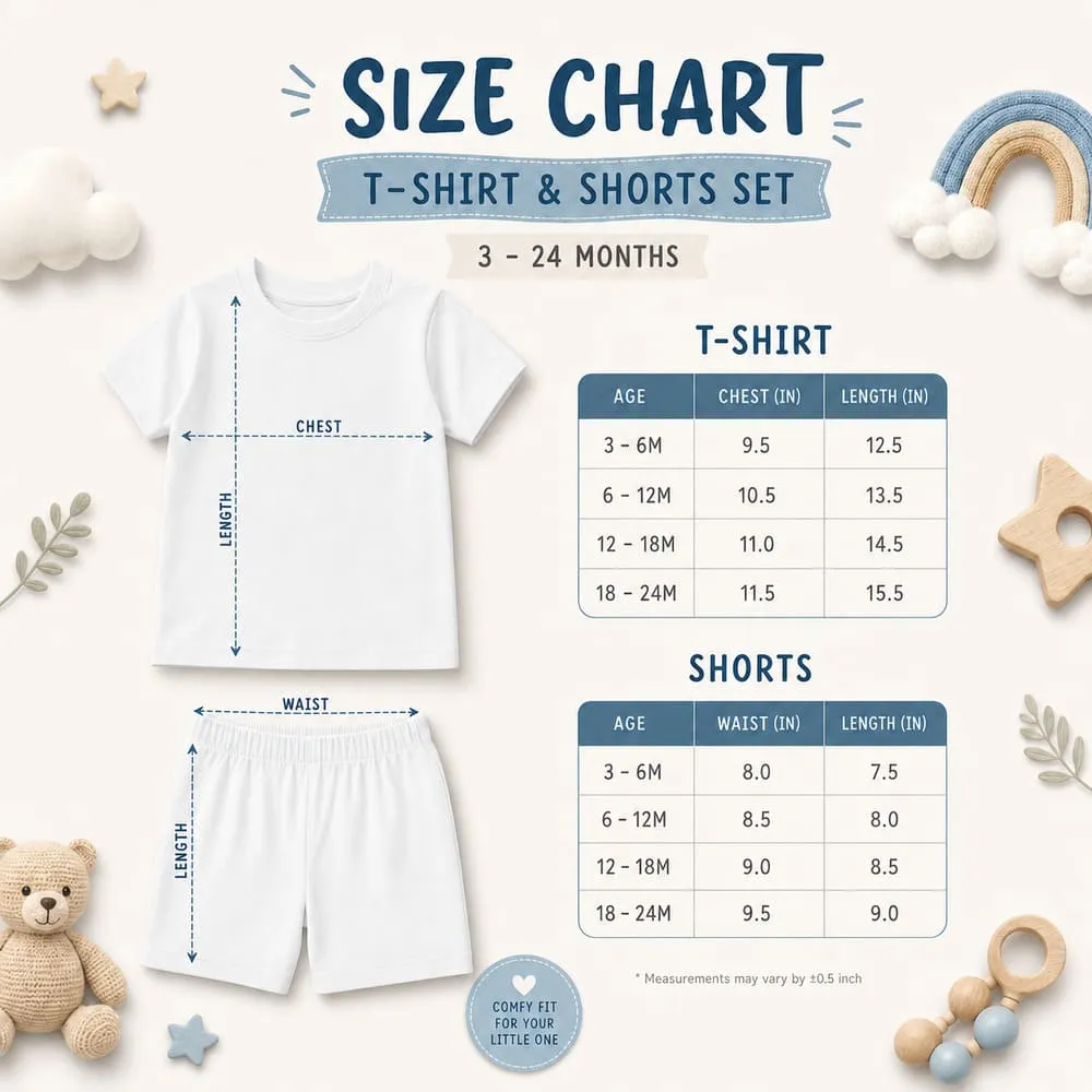 details and dimension of StarAndDaisy Baby panda T-Shirt & Shorts Set