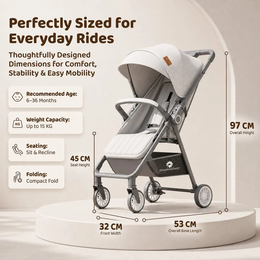 details and dimension of bliss baby stroller grey