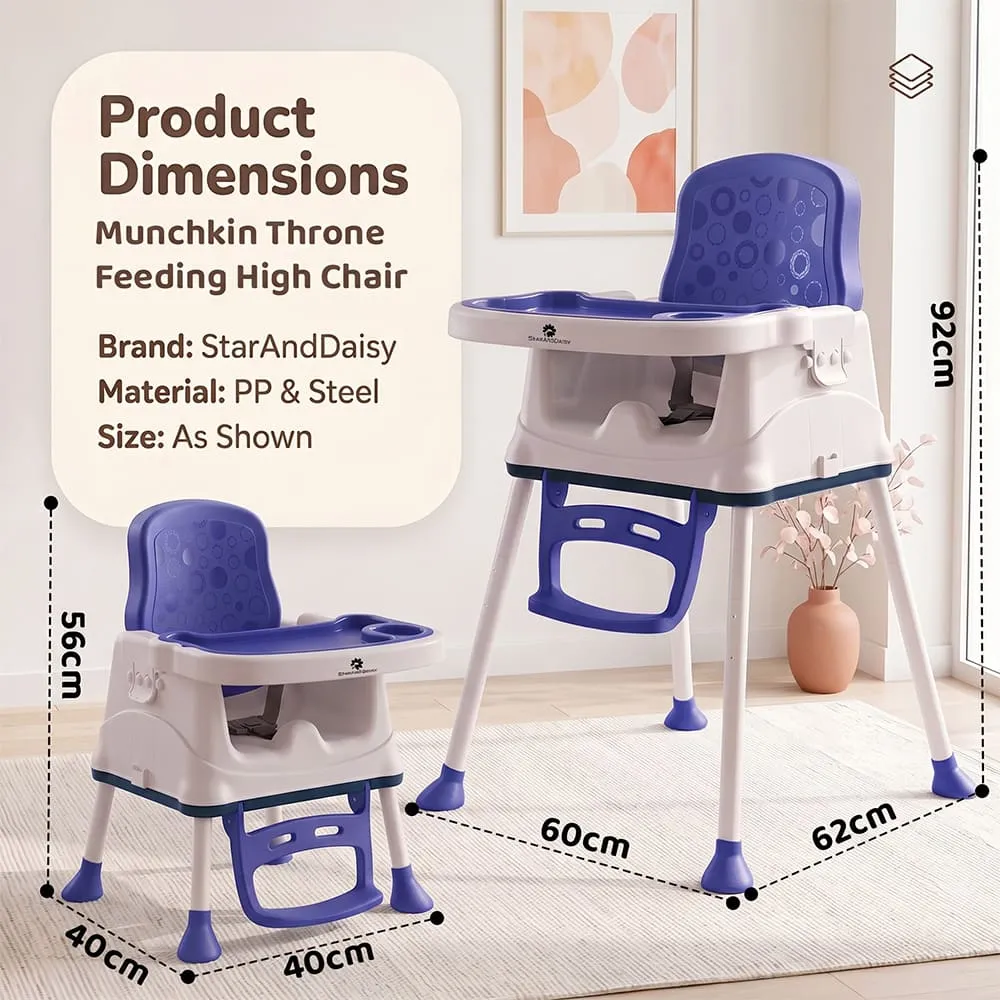 details and dimension of munchkin baby high chair blue