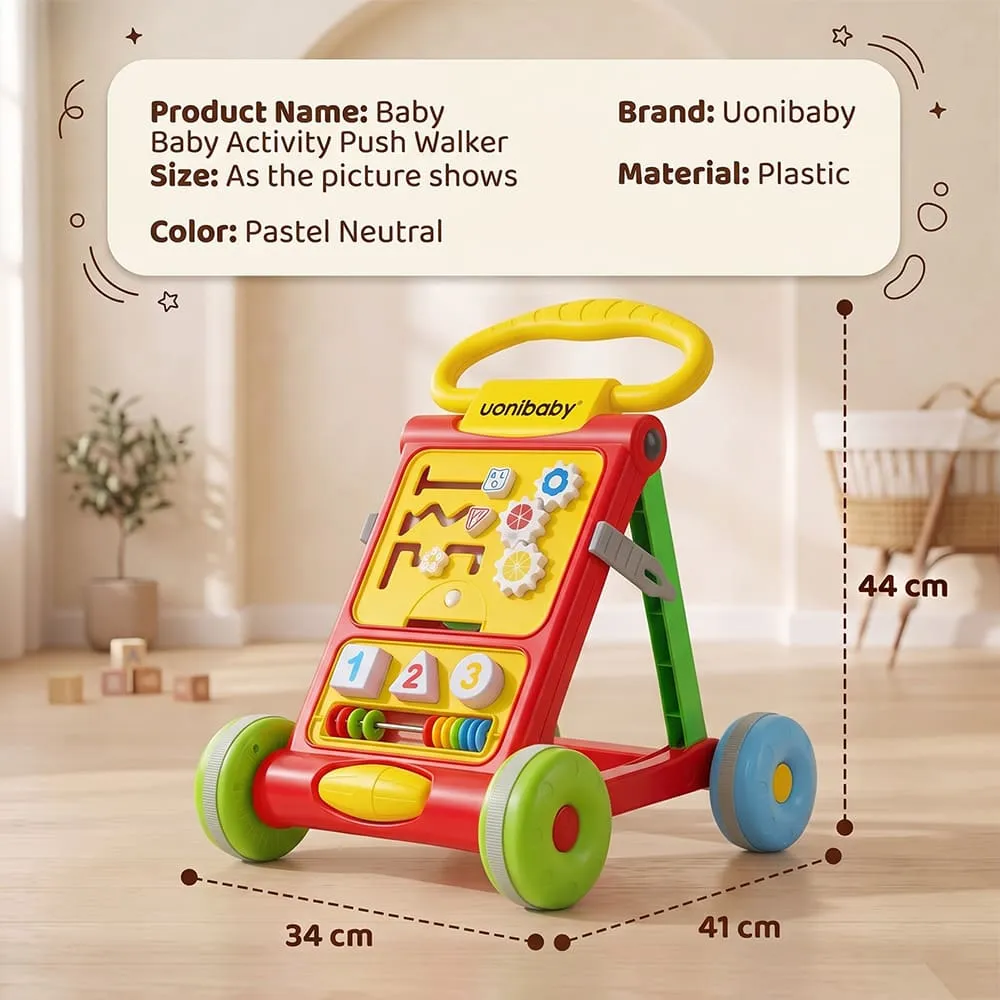 details and dimension of uonibaby activity push walker red