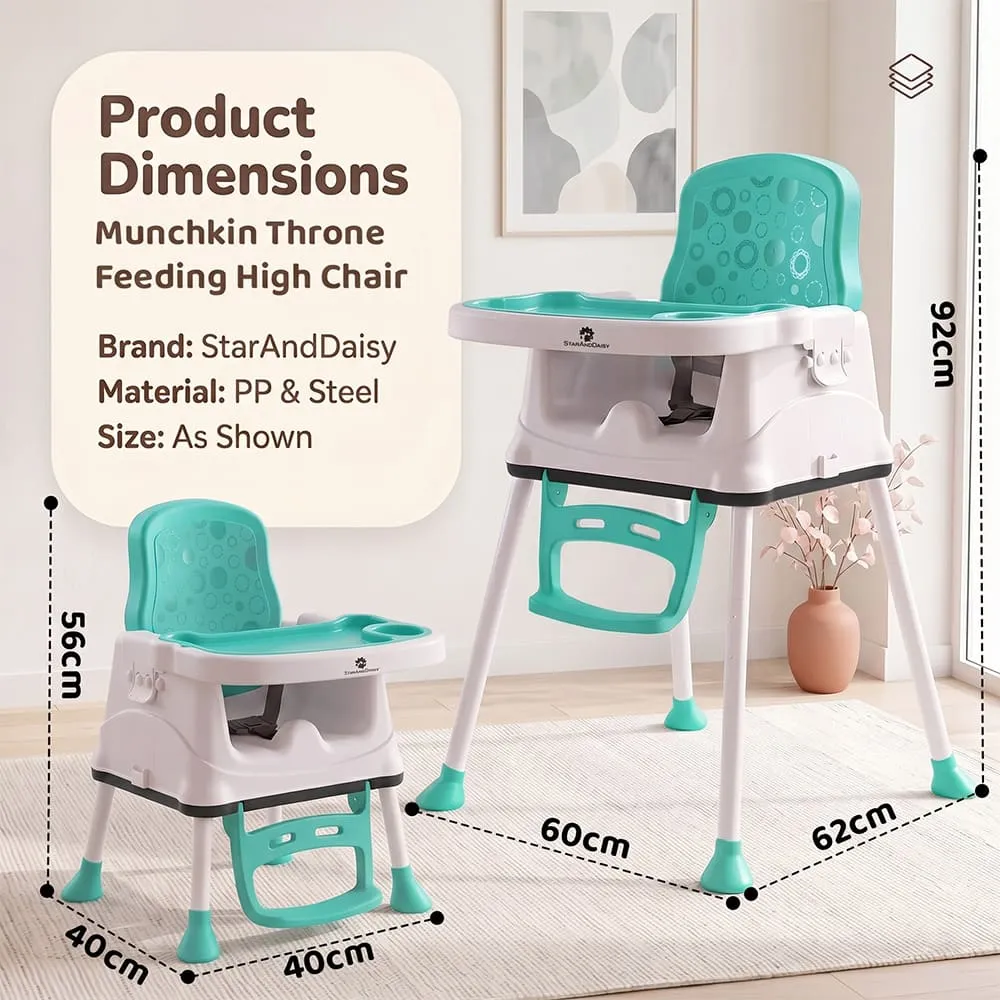 details and dimsnion of munchkin baby high chair green