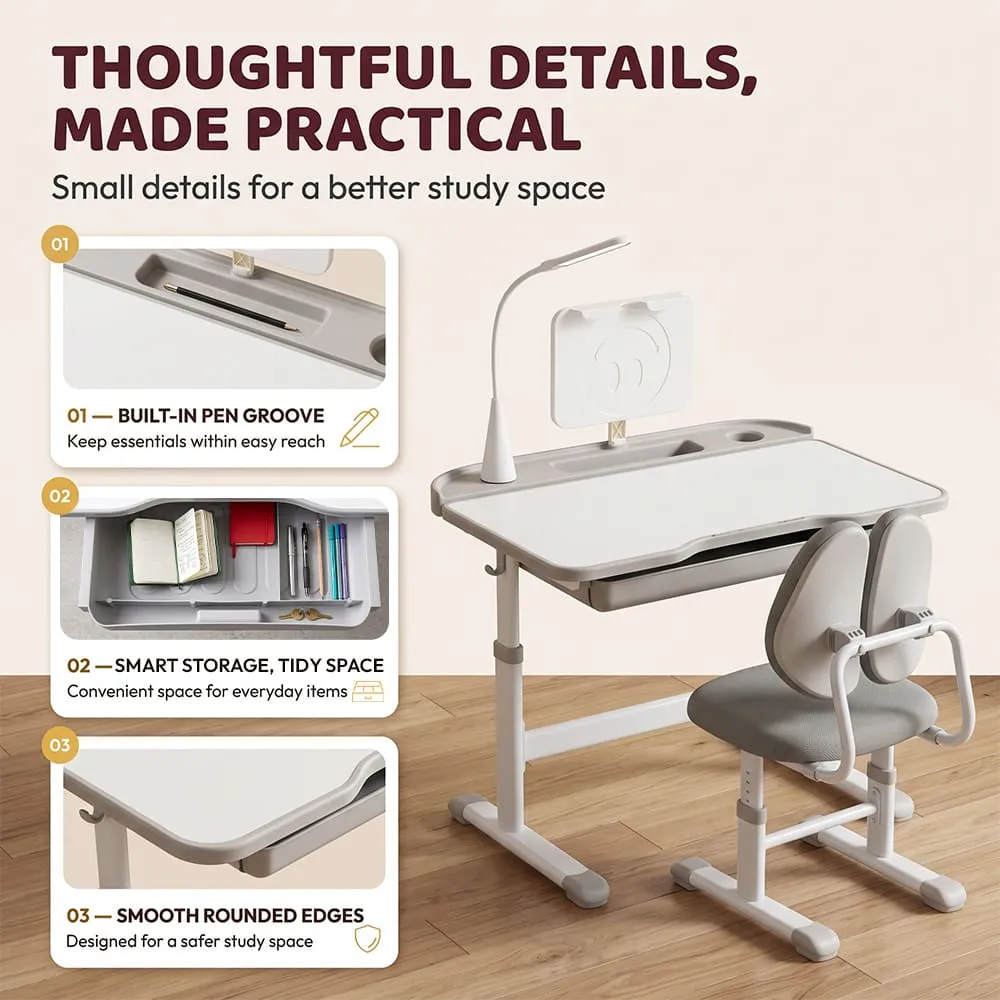 details and made practical Multi functional Kids STudy table grey