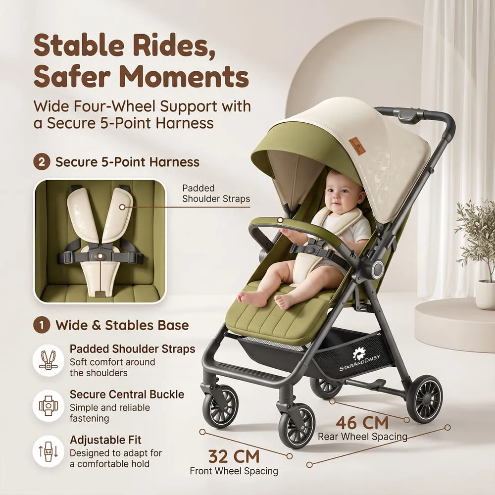 details dimension of bliss baby stroller green