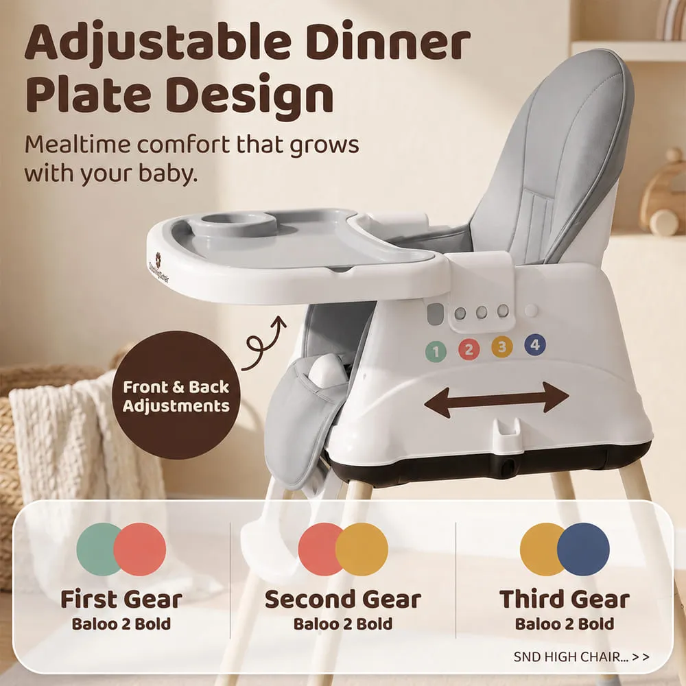 dinner plate with 4 in 1 Baby high chair grey