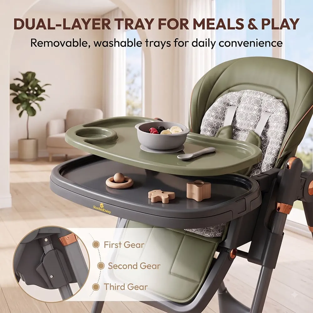 dual layer tray 2 in 1 Swing Royal High Chair green