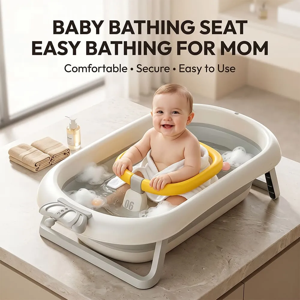 easy bath with Multifunctional Baby Bath chair yellow blue