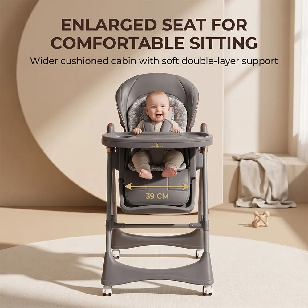 enlarged seat 2 in 1 Swing Royal High Chair grey