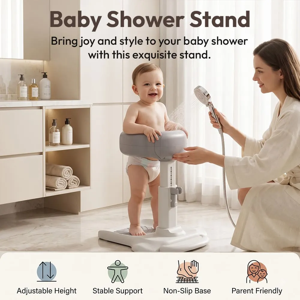 features of Multifunctional Baby Bath shower stand grey