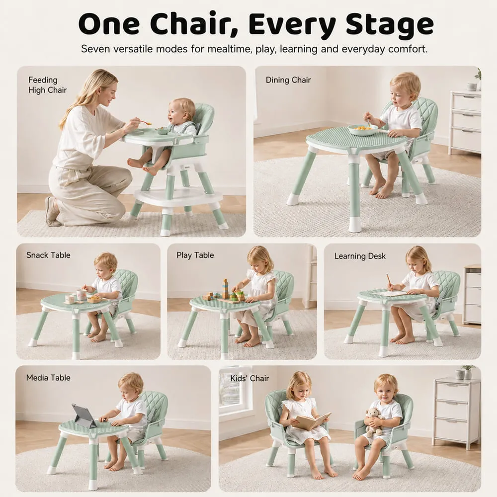 features of Multifunctional Dining Baby High Chair green
