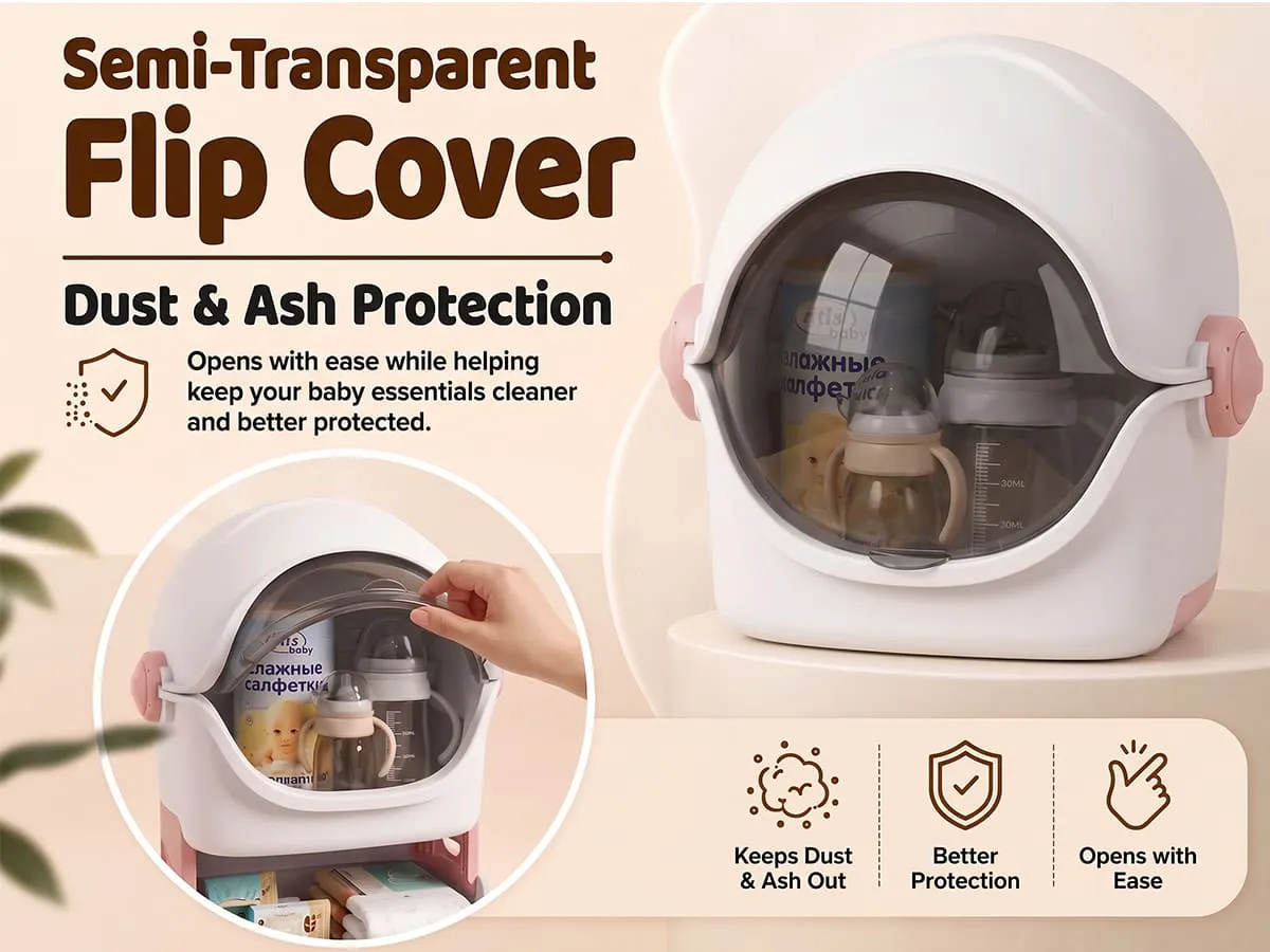 Astronaut 3-Tier Storage Organizer with Cover & Lockable Wheels