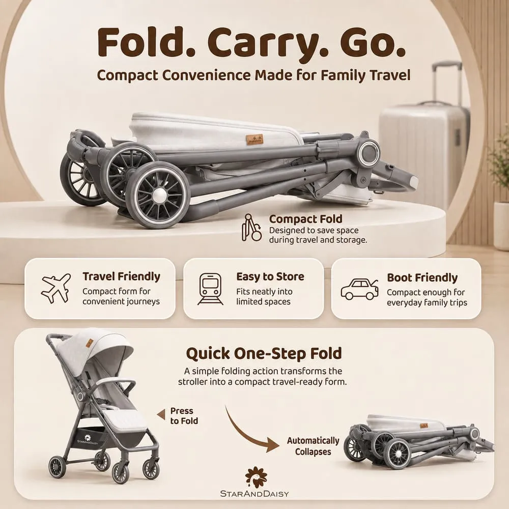 fold carry and go bliss baby stroller grey