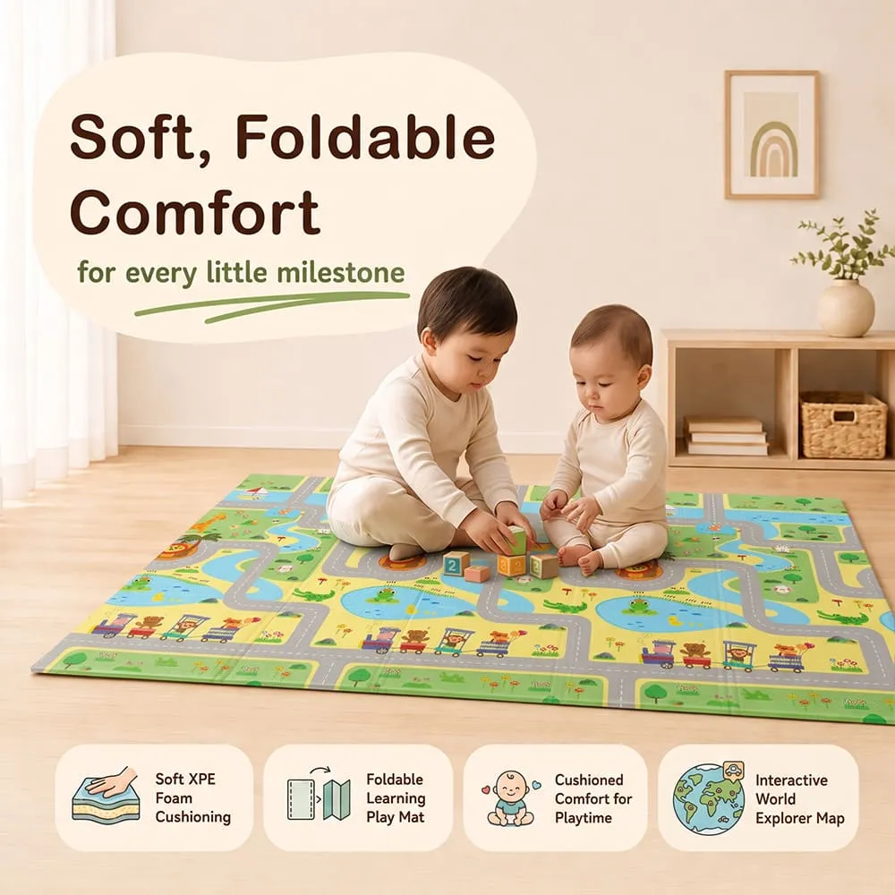 foldable Baby Play Mat 6mm animal train