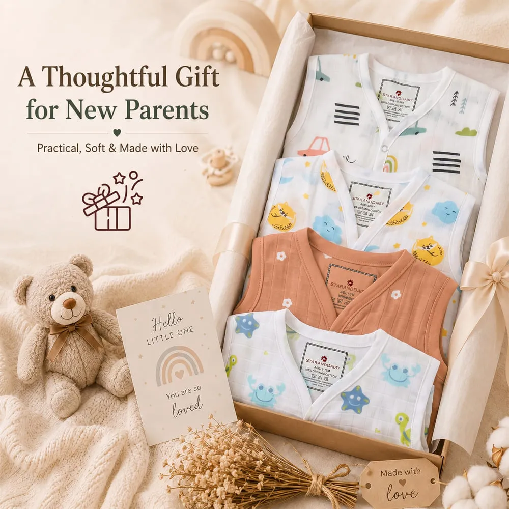 gift pack muslin jhabla set of 4 tich button